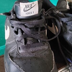 Nike Force I Black Sneakers with White Swoosh